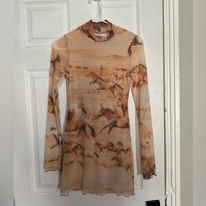 Mini dress western print / horse print